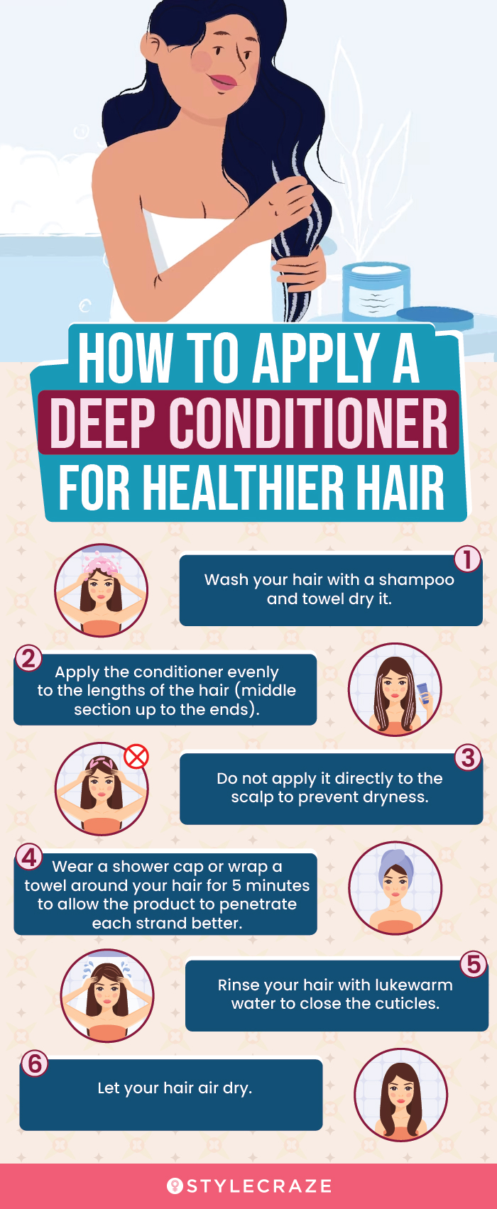 How To Apply A Deep Conditioner For Healthier Hair (infographic)