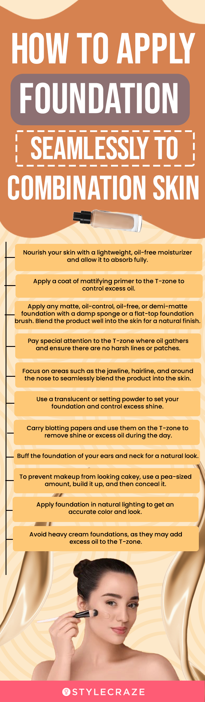 How To Apply Foundation Seamlessly To Combination Skin(infographic)