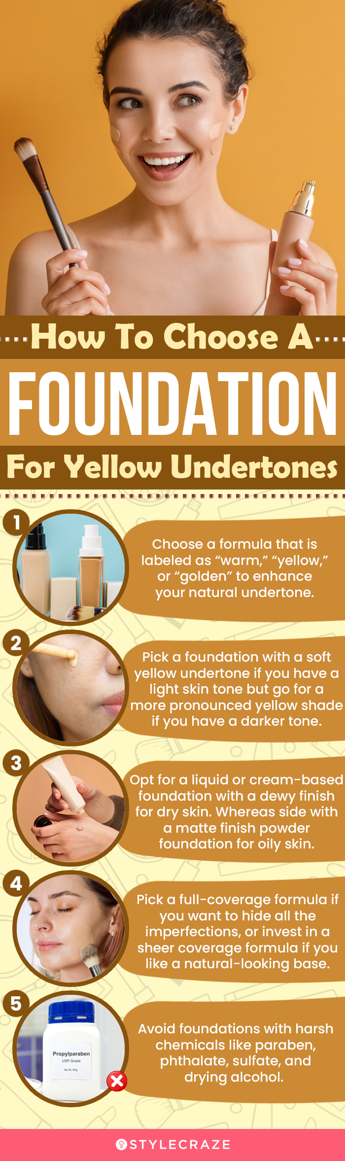 How To Choose A Foundation For Yellow Undertones (infographic)