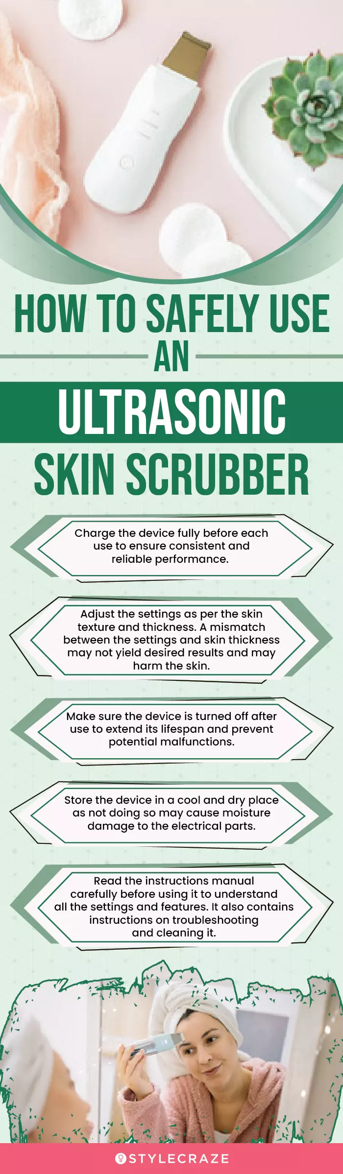 How To Safely Use An Ultrasonic Skin Scrubber (infographic)