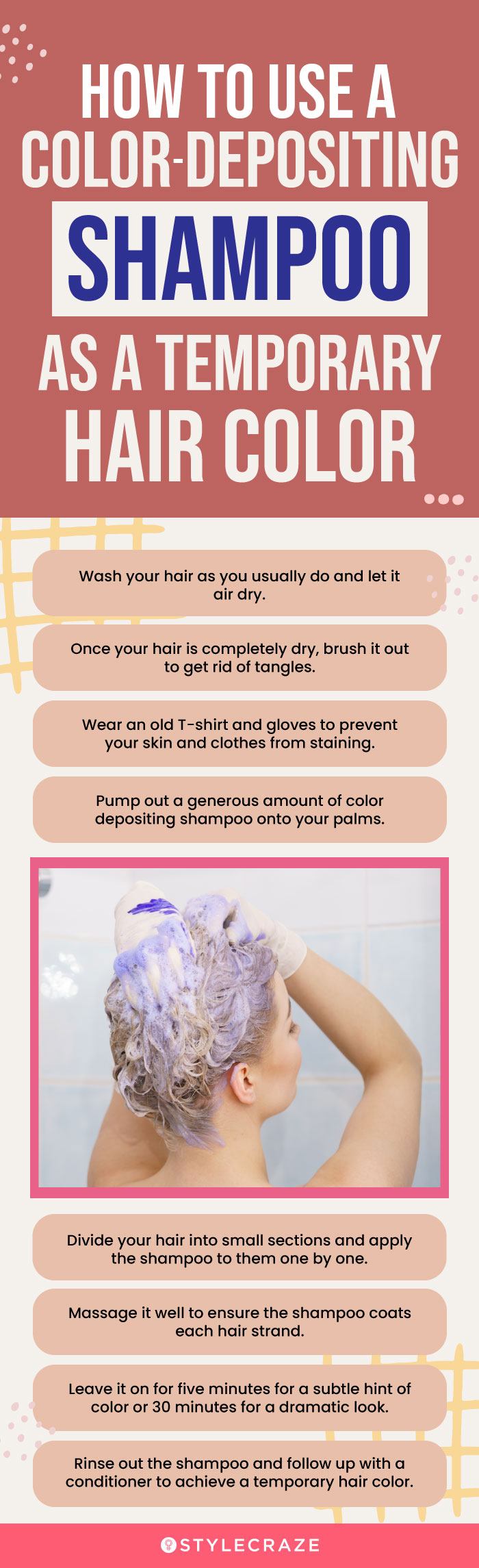 How To Use A Color-Depositing Shampoo As A Temporary Hair Color (infographic)
