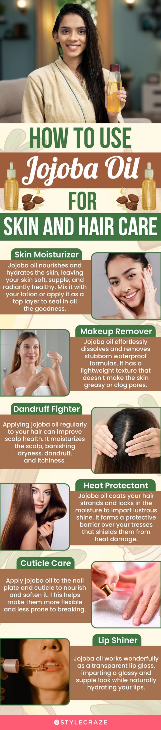 How To Use Jojoba Oil For Skin And Hair Care (infographic)