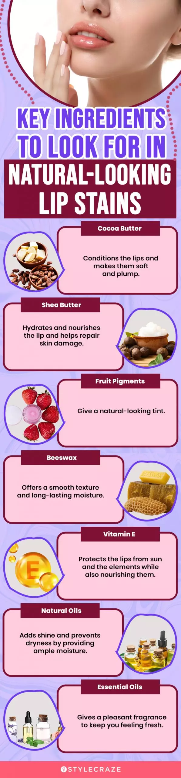 Key Ingredients To Look For In Natural-Looking Lip Stains (infographic)