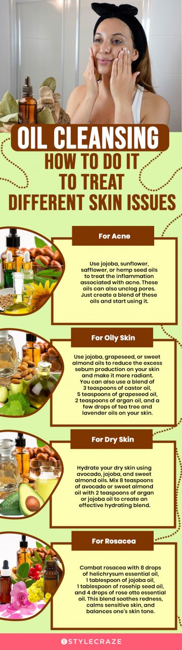 oil cleansing how to do it to treat different skin issues (infographic)