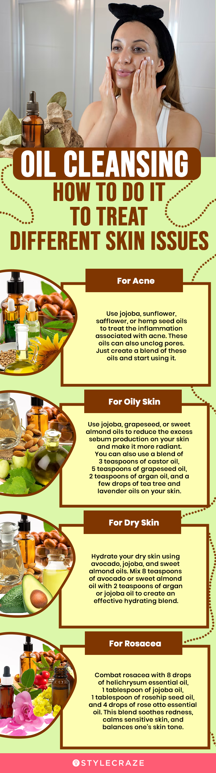 oil cleansing how to do it to treat different skin issues (infographic)
