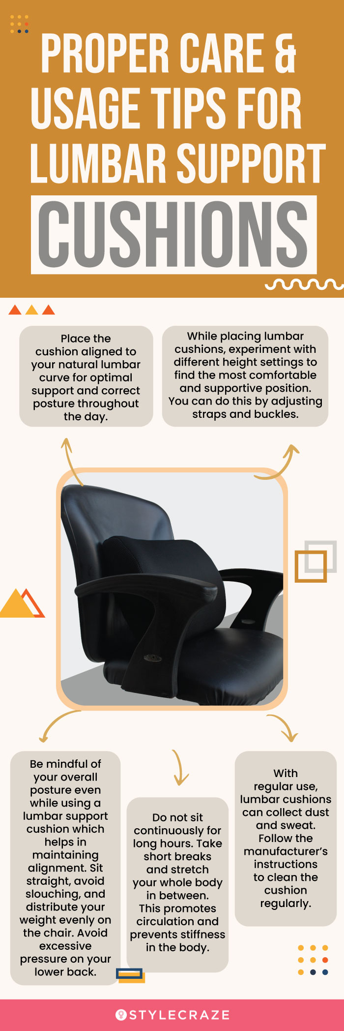 Proper Care & Usage Tips For Lumbar Support Cushions (infographic)
