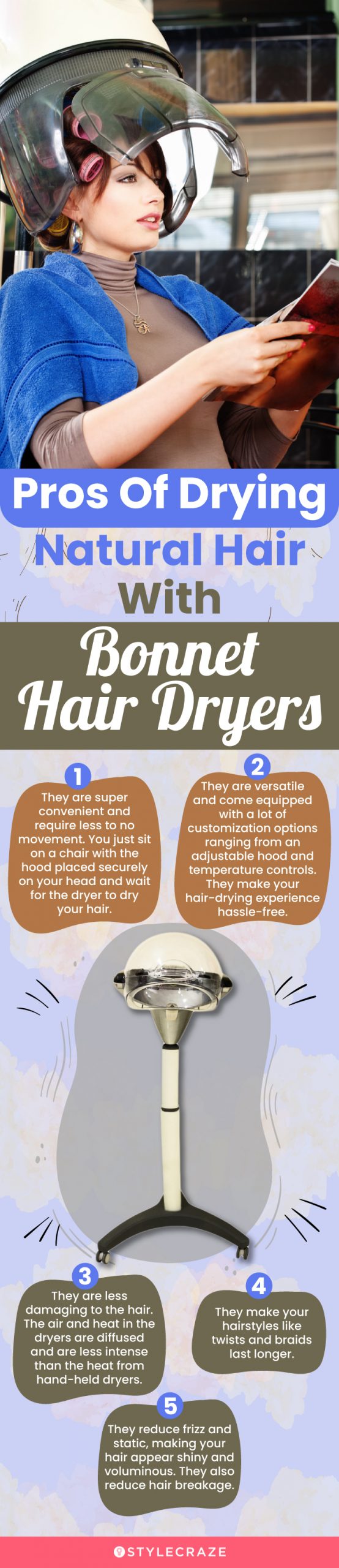 Pros Of Drying Natural Hair With Bonnet Hair Dryers(infographic)