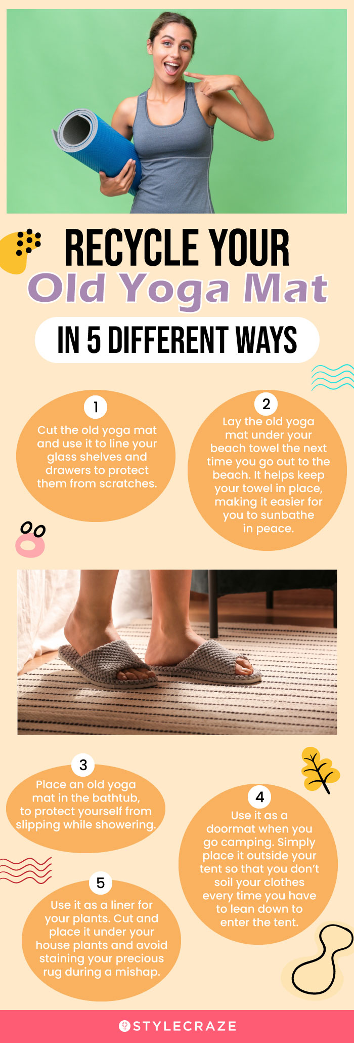 Recycle Your Old Yoga Mat In 5 Different Ways (infographic)