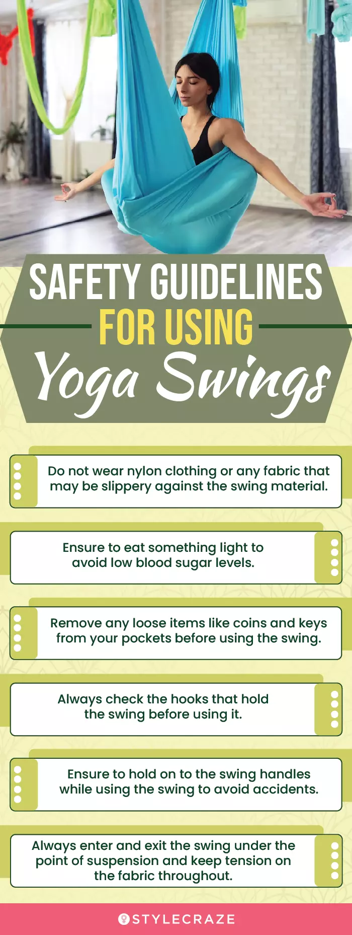 Safety Guidelines For Using Yoga Swings (infographic)