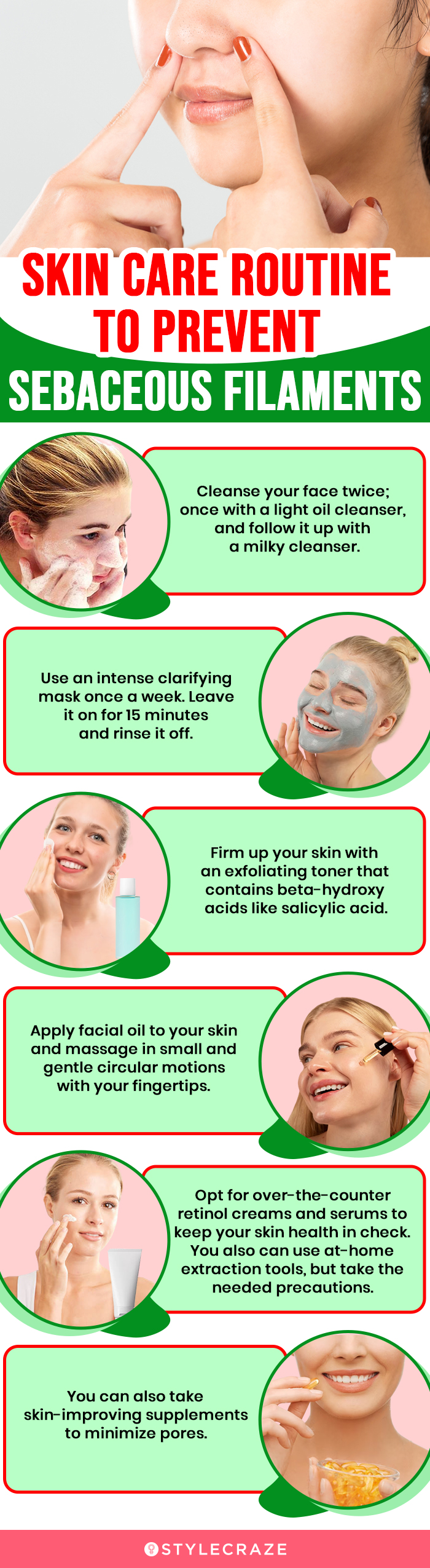 skin care routine to prevent sebaceous filaments (infographic)