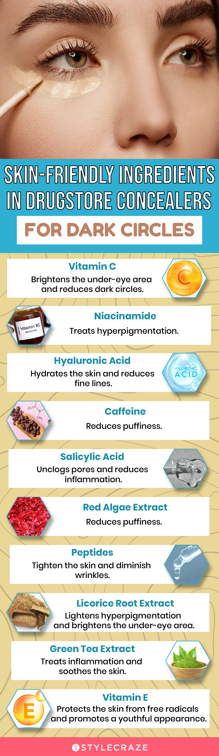 Skin-Friendly Ingredients In Drugstore Concealers For Dark Circles (infographic)