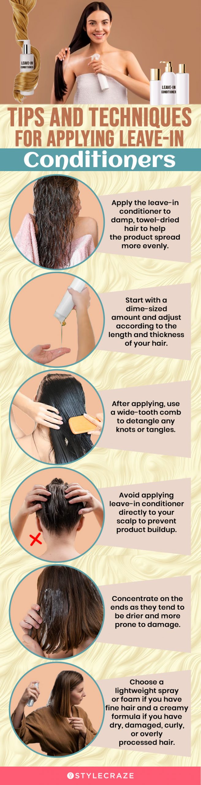 Tips And Techniques For Applying Leave-In Conditioners(infographic)