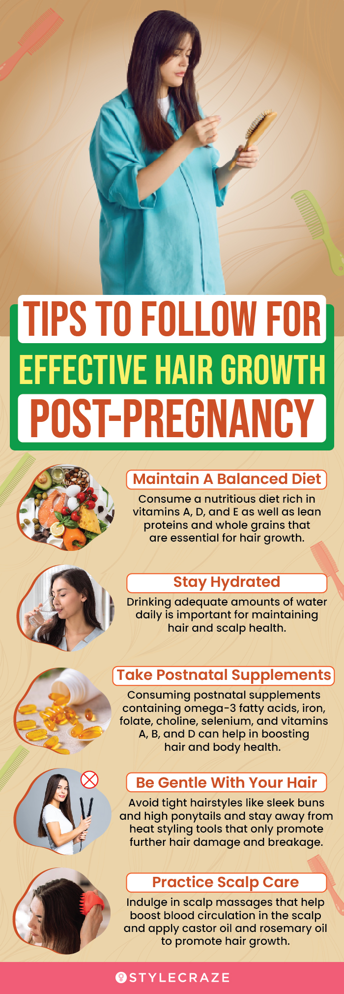 tips to follow for effective hair growth post pregnancy(infographic)