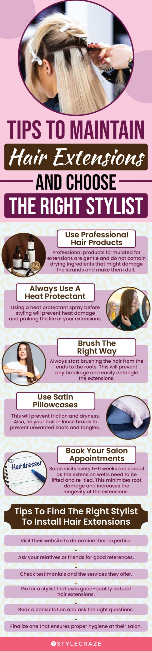 tips to maintain hair extensions and choose the right stylist(infographic)