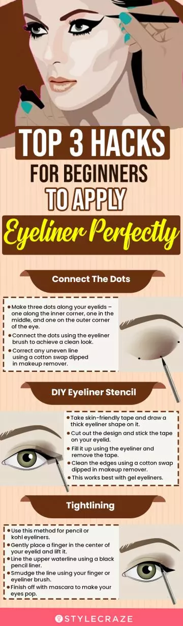 Top 3 Hacks For Beginners To Apply Eyeliner Perfectly (infographic)