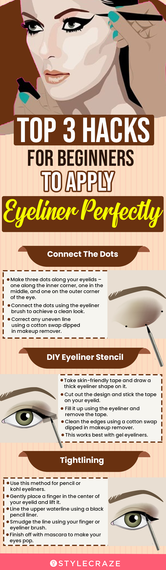 Top 3 Hacks For Beginners To Apply Eyeliner Perfectly (infographic)