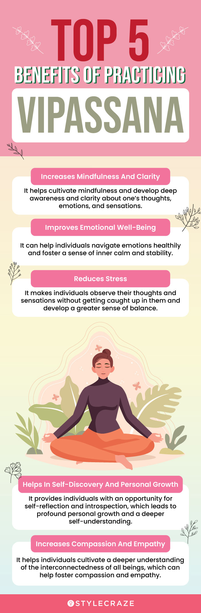 top 5 benefits of practicing vipassana (infographic)