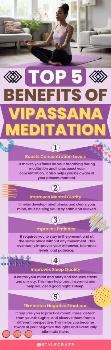 top 5 benefits of vipassana meditation (infographic)