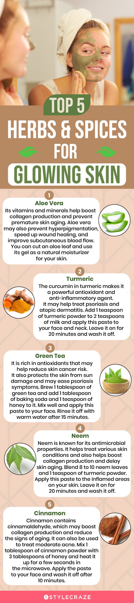 top 5 herbs & spices for glowing (infographic)