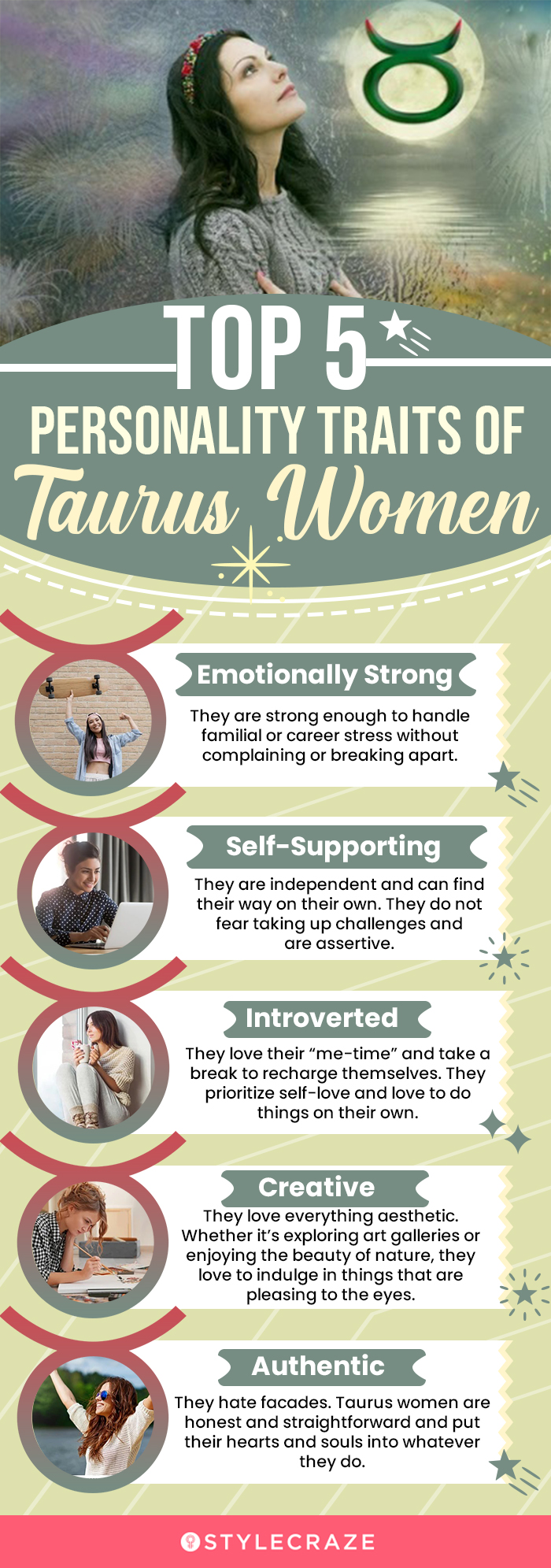 top 5 personality traits of taurus women (infographic)