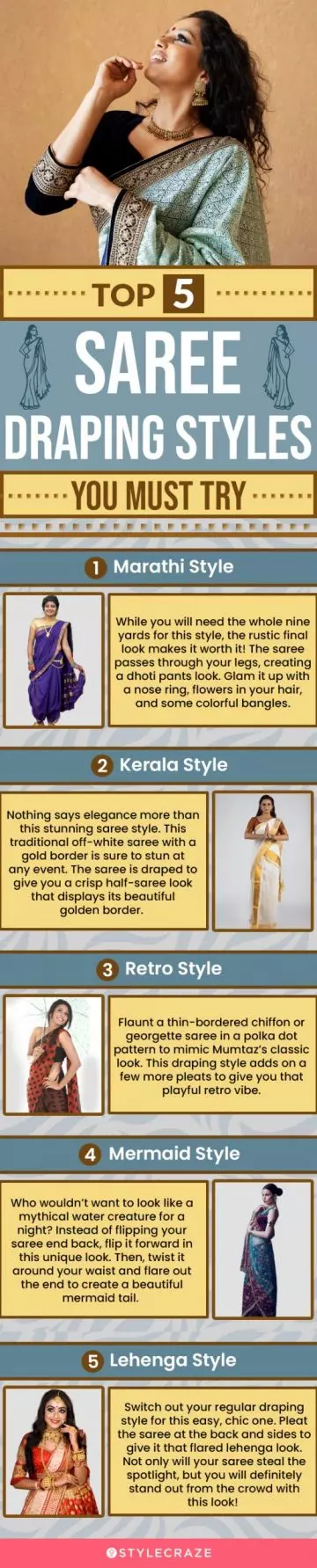 top 5 saree draping styles you must try (infographic)