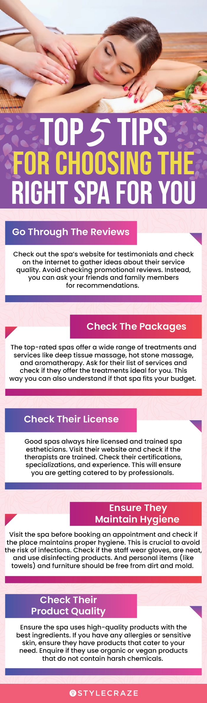 top 5 tips for choosing the right spa for you (infographic)