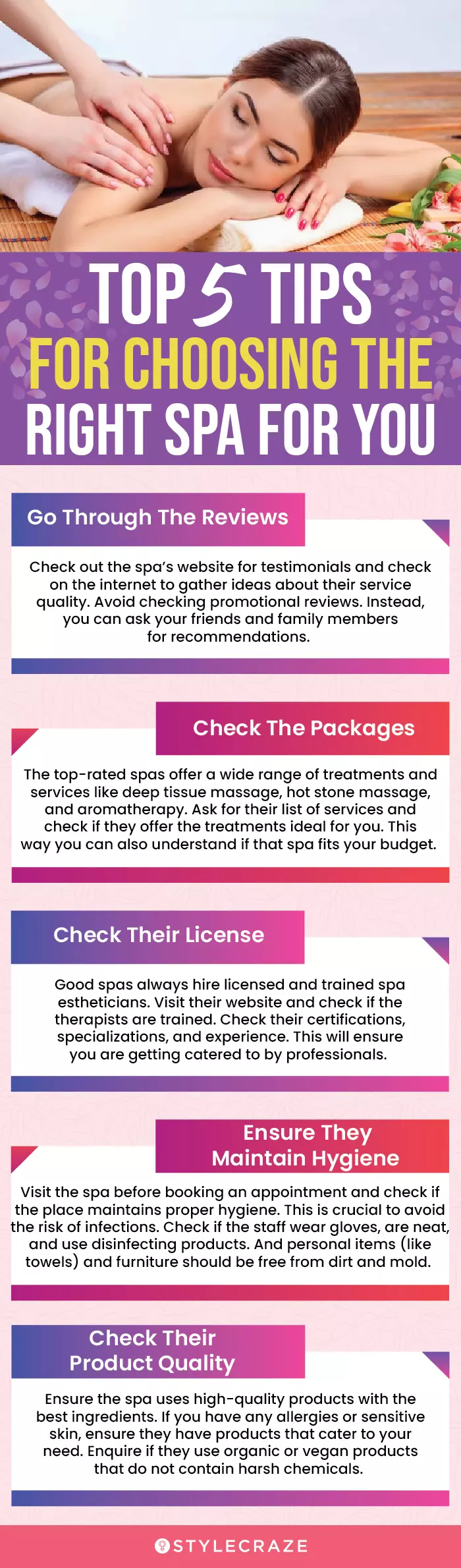 top 5 tips for choosing the right spa for you (infographic)