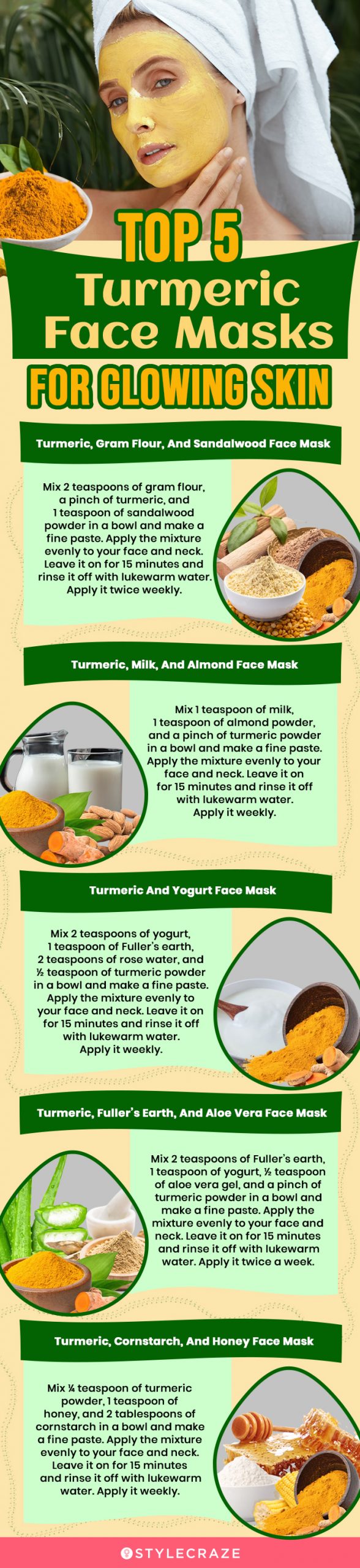 top 5 turmeric face masks for a glowing skin (infographic)