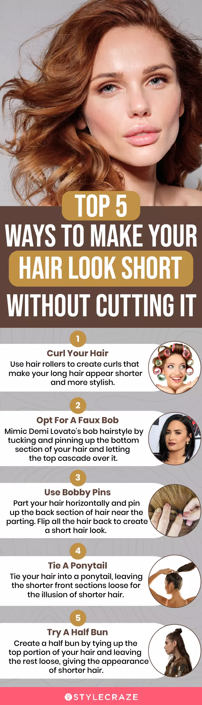 top 5 ways to make hair look short without cutting it (infographic)