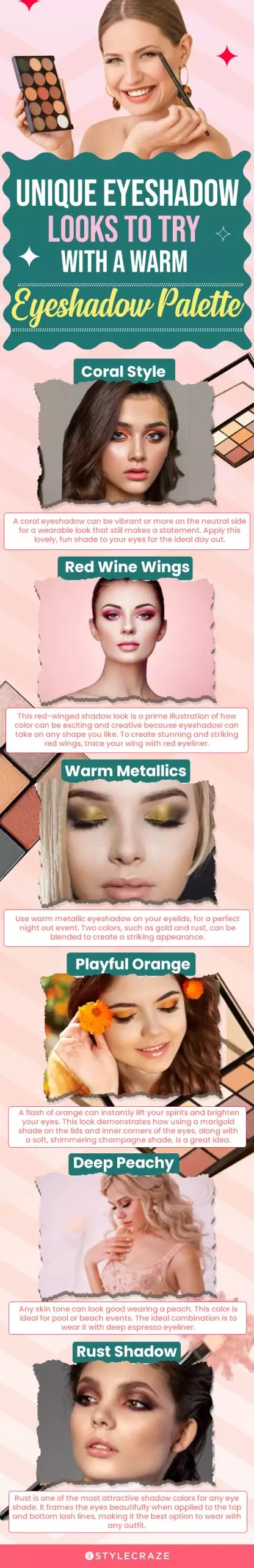 Unique Eyeshadow Looks To Try With A Warm Eyeshadow Palette (infographic)