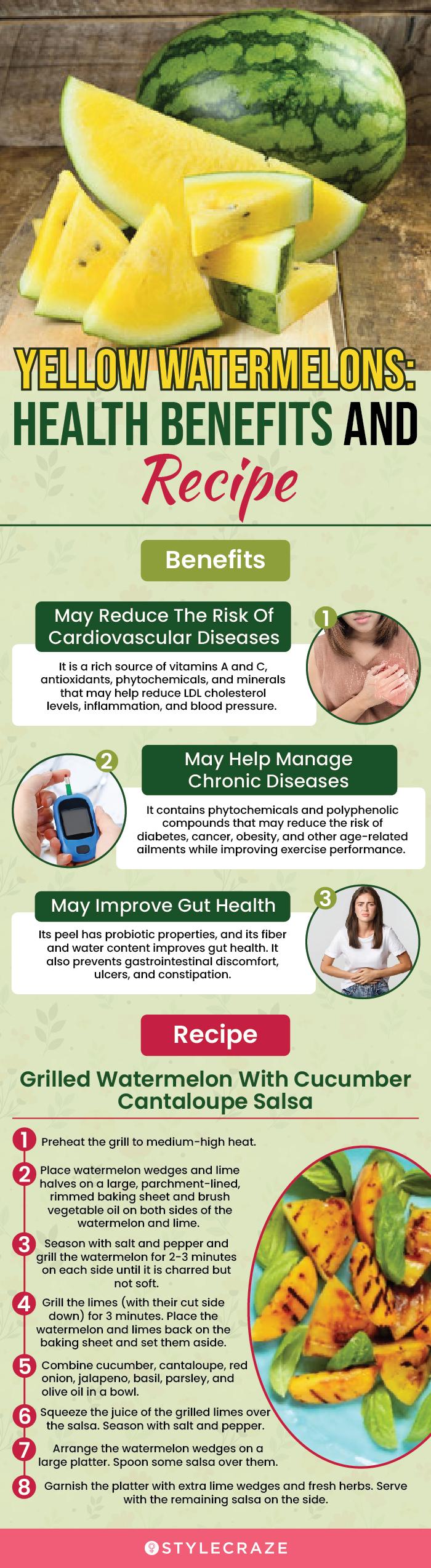 yellow watermelons health benefits and recipe (infographic)