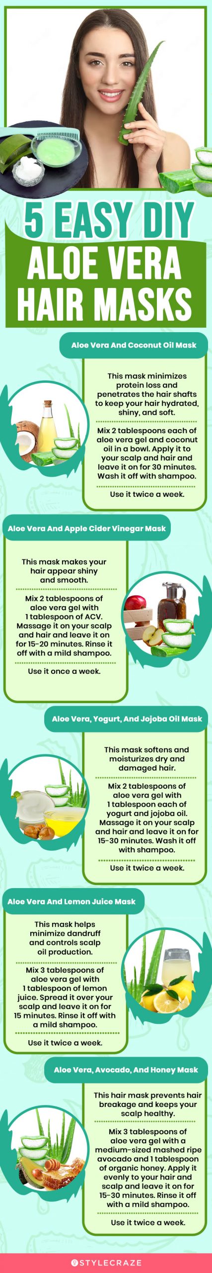 5 easy diy aloe vera hair masks (infographic)