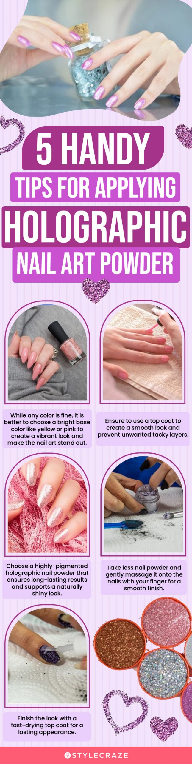 5 Handy Tips For Applying Holographic Nail Art Powder (infographic)