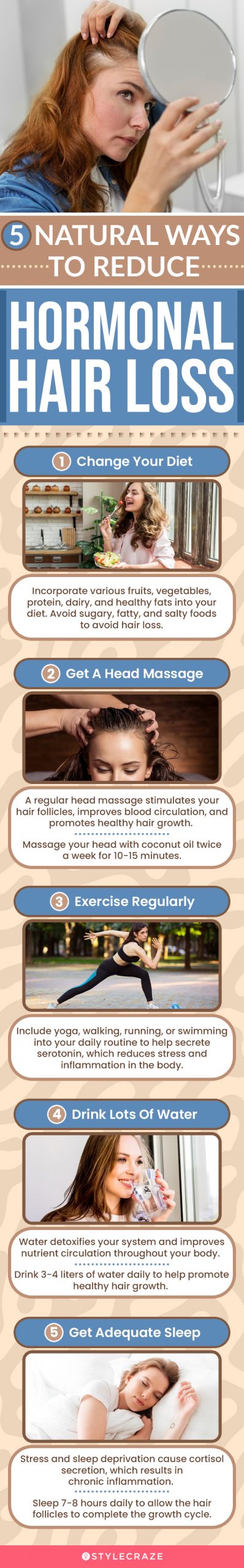 5 natural ways to reduce hormonal hair loss (infographic)