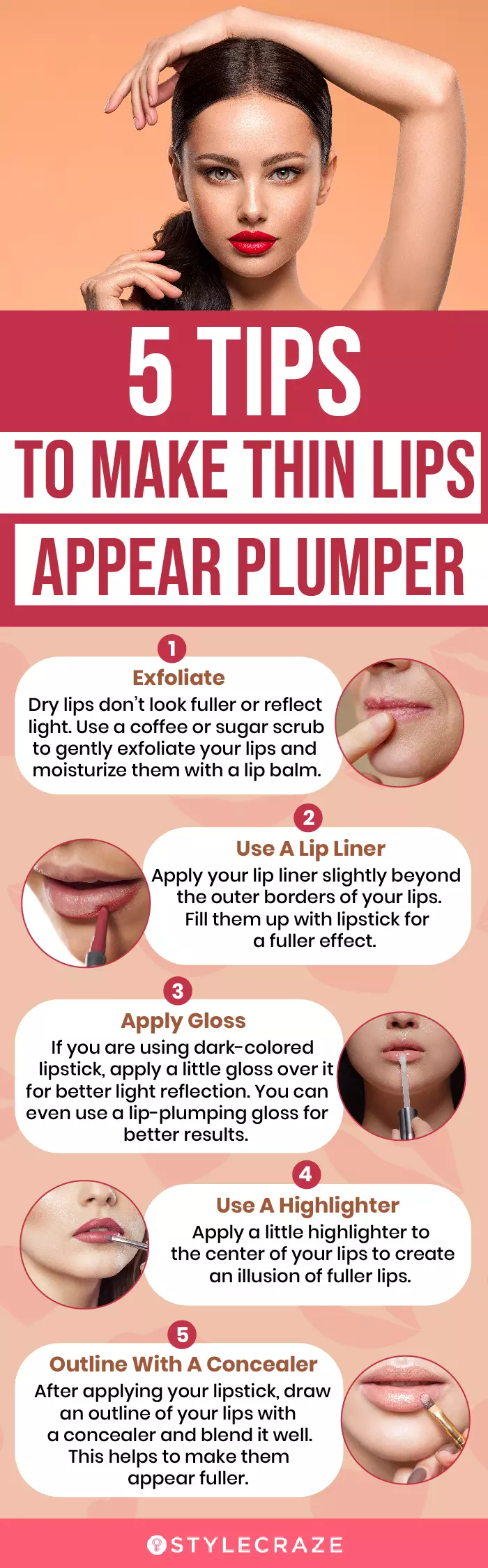 5 Tips To Make Thin Lips Appear Plumper (infographic)