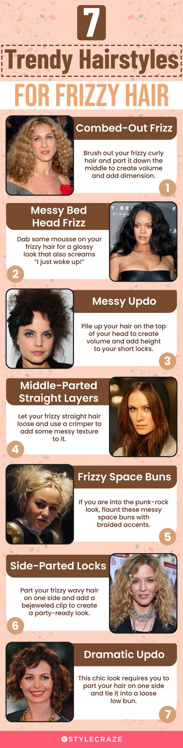 7 trendy hairstyles for frizzy hair (infographic)