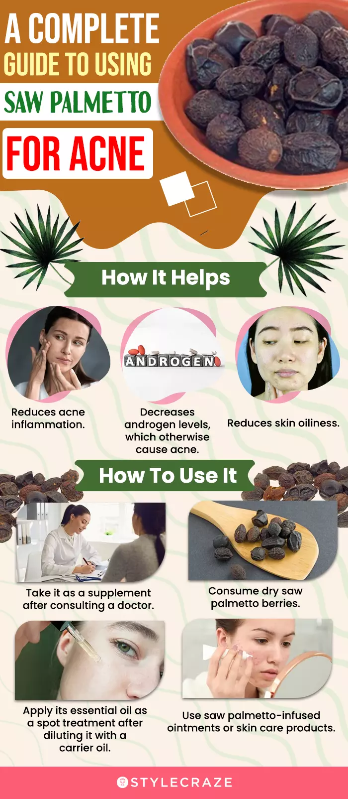 a complete guide to using saw palmetto for acne (infographic)