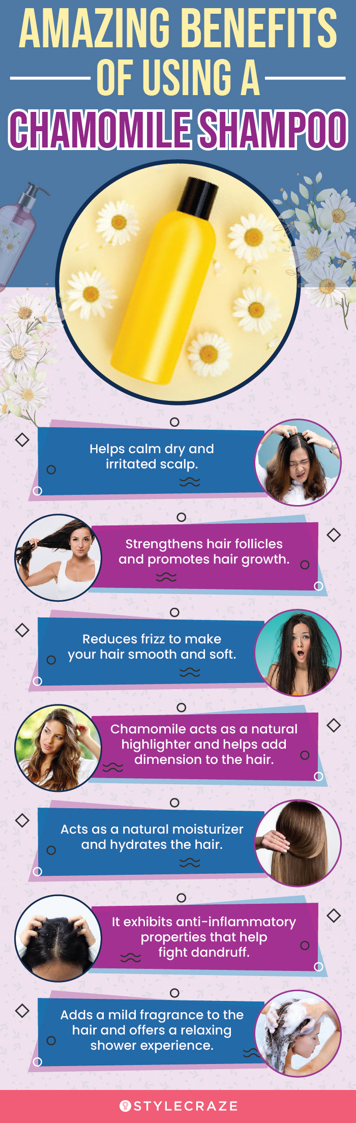 Amazing Benefits Of Using A Chamomile Shampoo (infographic)