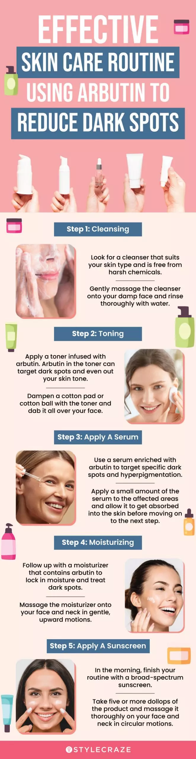 Effective Skin Care Routine Using Arbutin To Reduce Dark Spots (infographic)