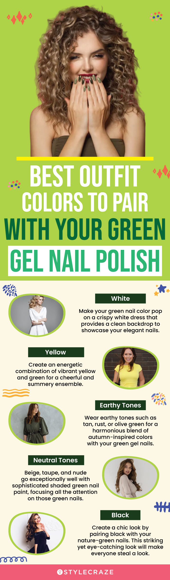 Best Outfit Colors To Pair With Your Green Gel Nail Polish (infographic)