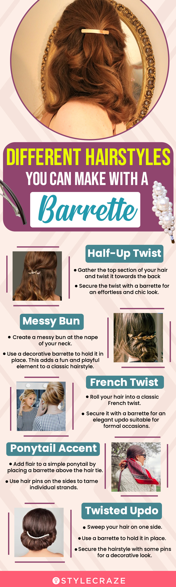 Different Hairstyles You Can Make With A Barrett (infographic)