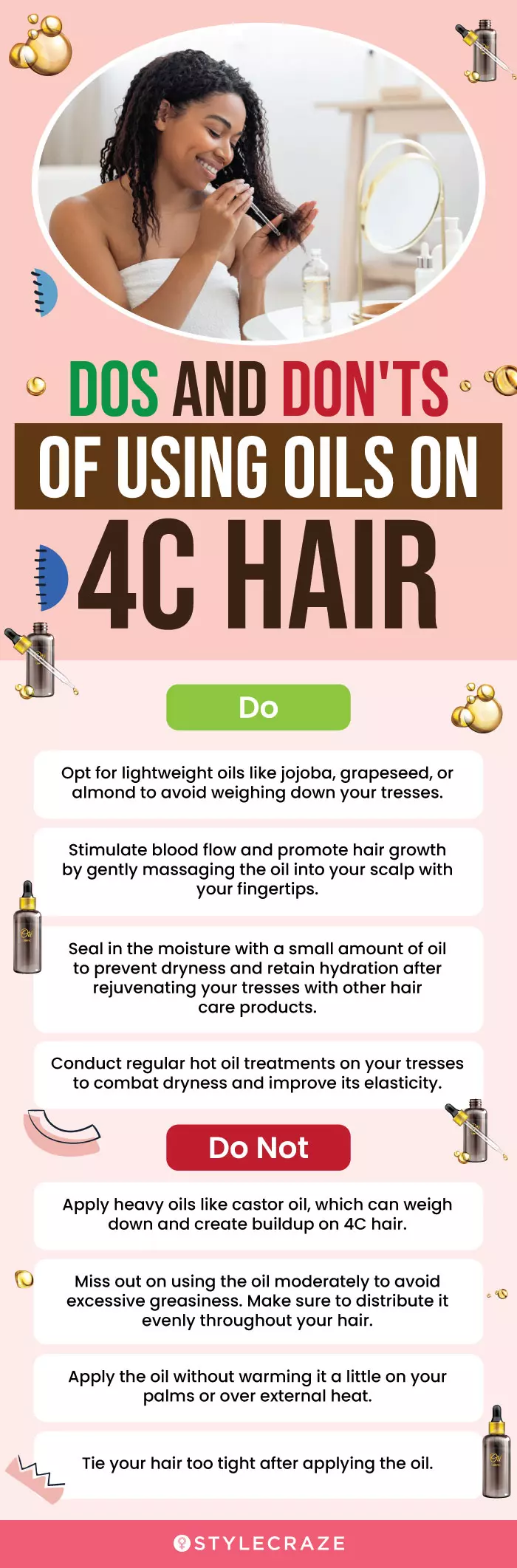 Dos And Don'ts Of Using Oils On 4C Hair (infographic)