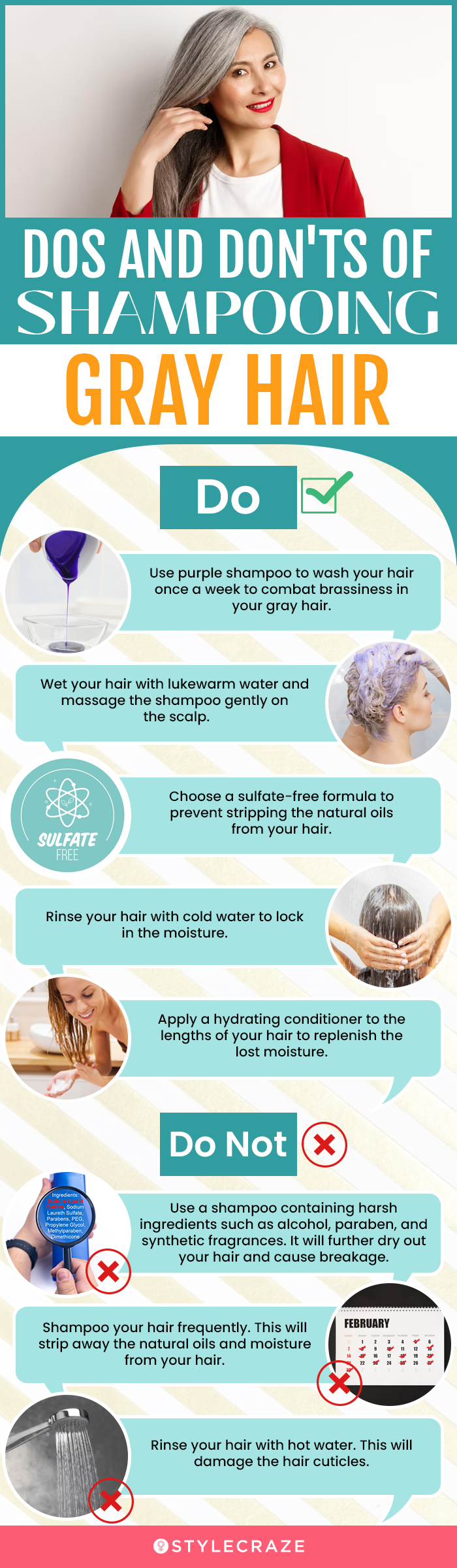 Dos And Don'ts Of Shampooing Gray Hair (infographic)