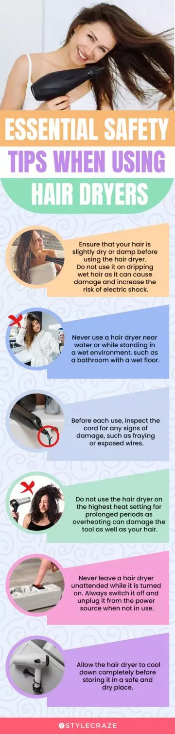 Essential Safety Tips When Using Hair Dryers (infographic)