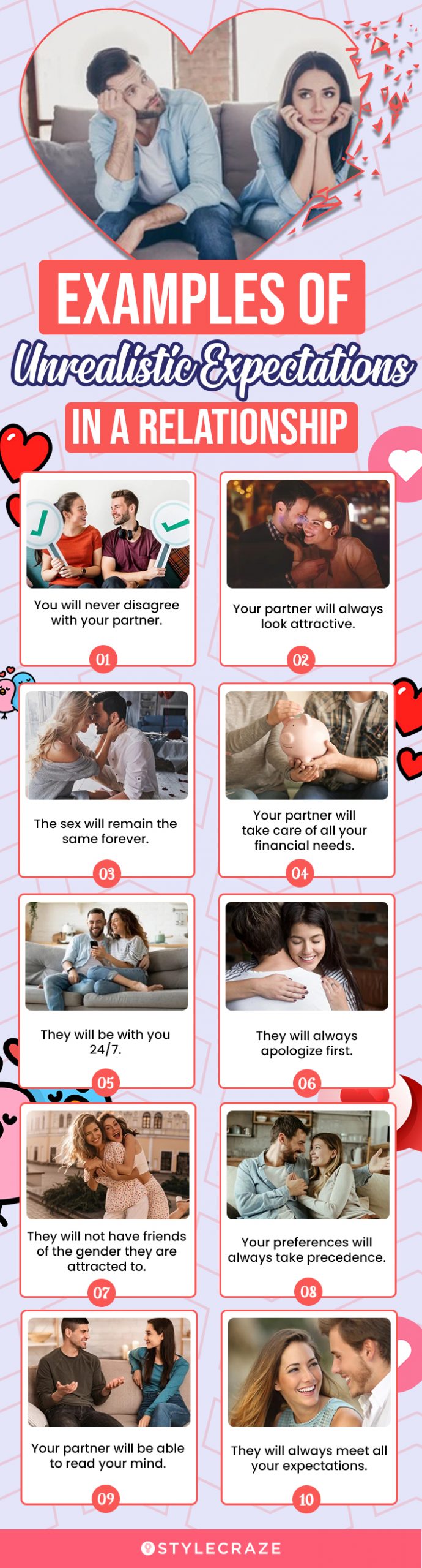 examples of unrealistic expectations in a relationship (infographic)
