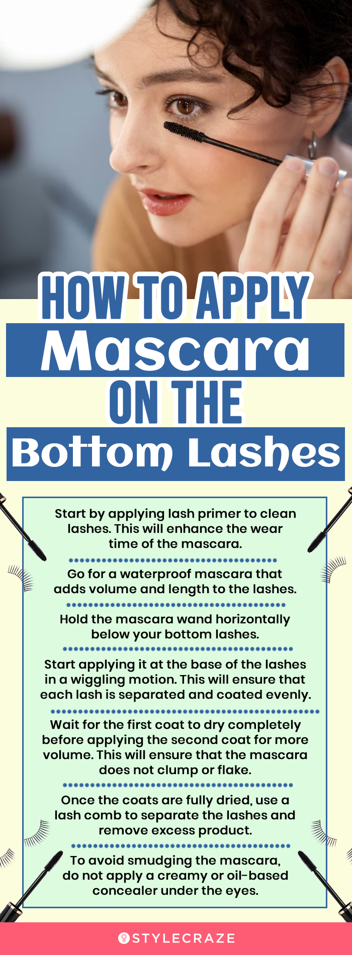 How To Apply Mascara On The Bottom Lashes (infographic)