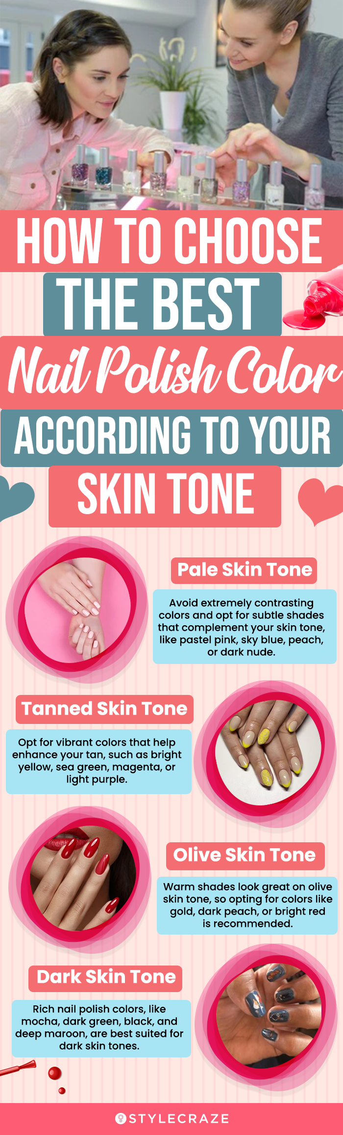 how to choose the best nail polish color according to your skin tone (infographic)
