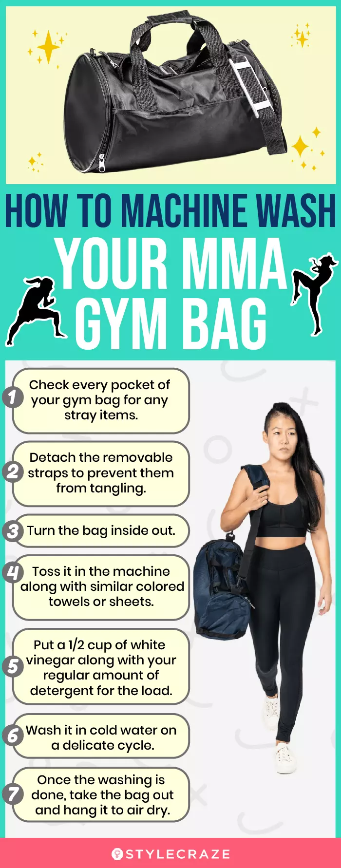 How To Machine Wash Your MMA Gym Bag (infographic)