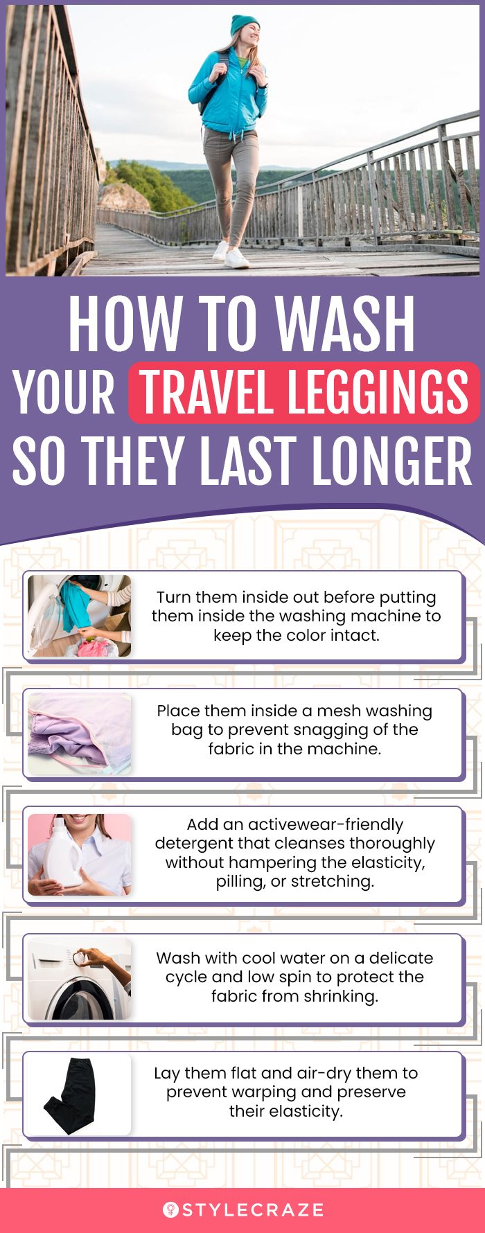 How To Wash Your Travel Leggings (infographic)