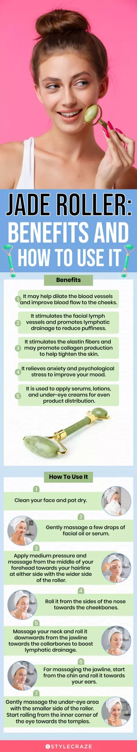 jade roller benefits and how to use (infographic)